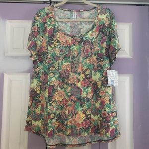 NWT LuLaRoe Green/Orange Floral Classic T, Size XL